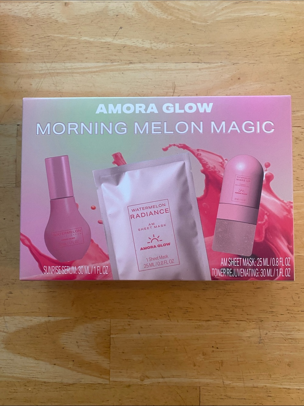 Amora Glow Morning Melon Magic Watermelon Set includes serum, toner &mask NWT